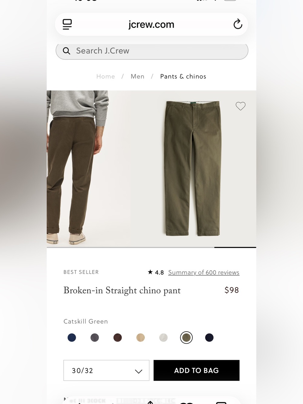 J. Crew Broken-In Straight Chino Pant